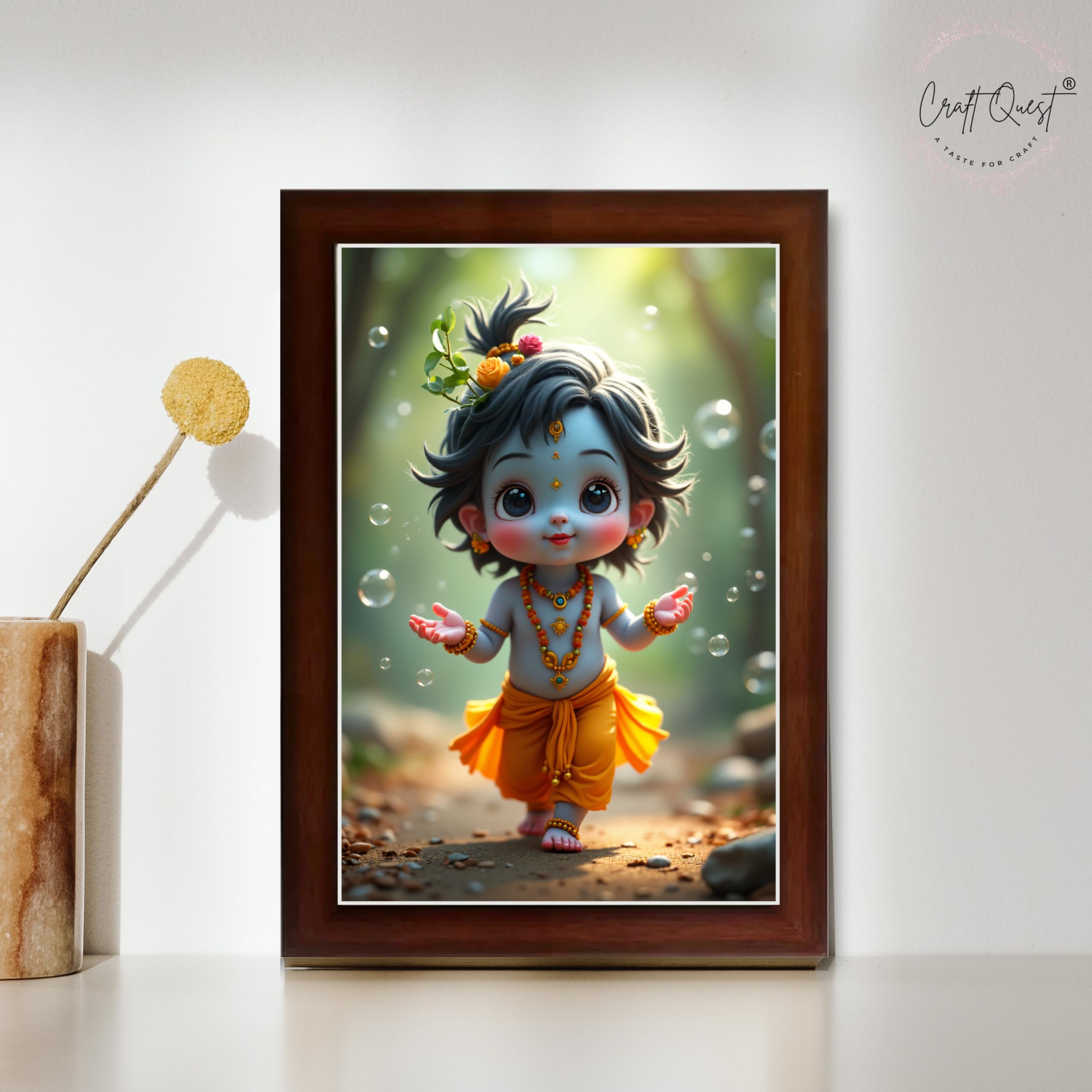 CRAFT QUEST Shri Bal Gopal Painting | Krishna Photo Frames for Walls, Home, Bedroom, Living Room and Home Decor