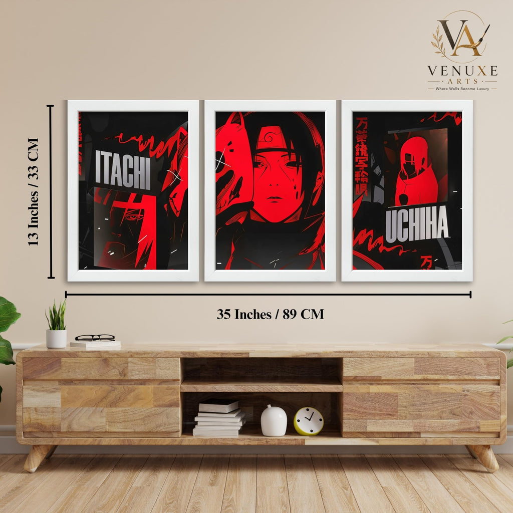VENUXE ARTS Set Of 3 Anime Characters Wall Framed |Anime Characters Framed Poster for Living Room Bedroom Gaming Room Studio Wall Decor