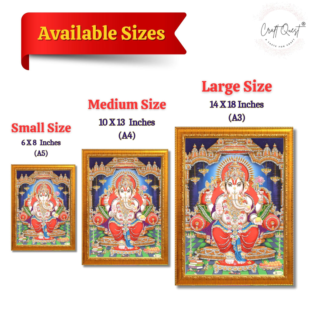 CRAFT QUEST Lord Ganpati Modern Wall Art Painting With Frame For Pooja, Home and Office Decor