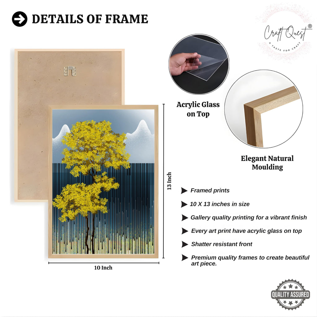 CRAFT QUEST Modern Abstract Blue Landscape Art | Set of 3 Frames for Home Decoration | Ideal for Living Room, Bedroom & Offices
