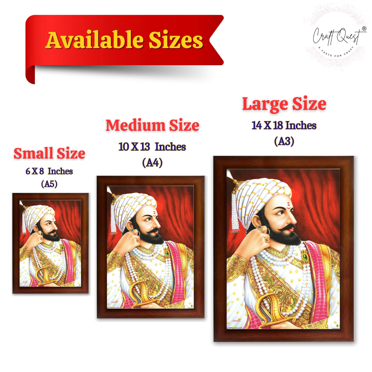 CRAFT QUEST Shivaji Chhatrapati Maharaj Wall Photo Frame | For Living, Pooja Room | Home Decoration Item | Best Gifting Option