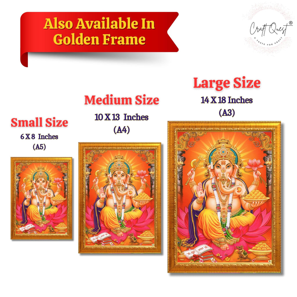 CRAFT QUEST Lord Ganpati Modern Wall Art Painting With Frame, Home and Office Decor Item