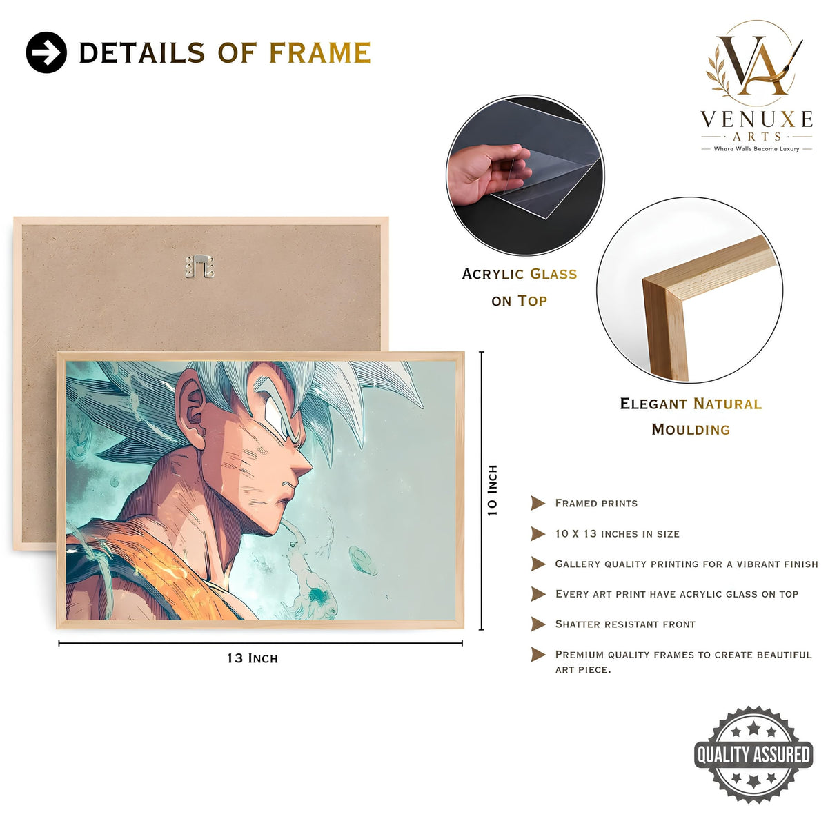 VENUXE ARTS Set Of 3 Anime Characters Wall Framed |Anime Characters Framed Poster for Living Room Bedroom Gaming Room Studio Wall Decor