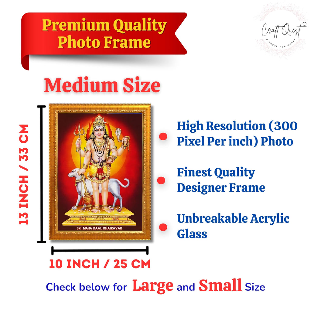 CRAFT QUEST Bhairava Kaal Bhairav Baba Bairava Photo Frame | Hindu God Spiritual Framed | Ideal for Home, Office, Temple & Puja Room, Wall Decor