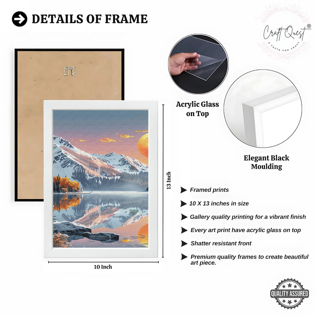 CRAFT QUEST Modern Art Paintings With Lake & Mountains Wall Art | Set of 3 Frames for Home Decoration | Ideal for Living Room, Bedroom & Offices