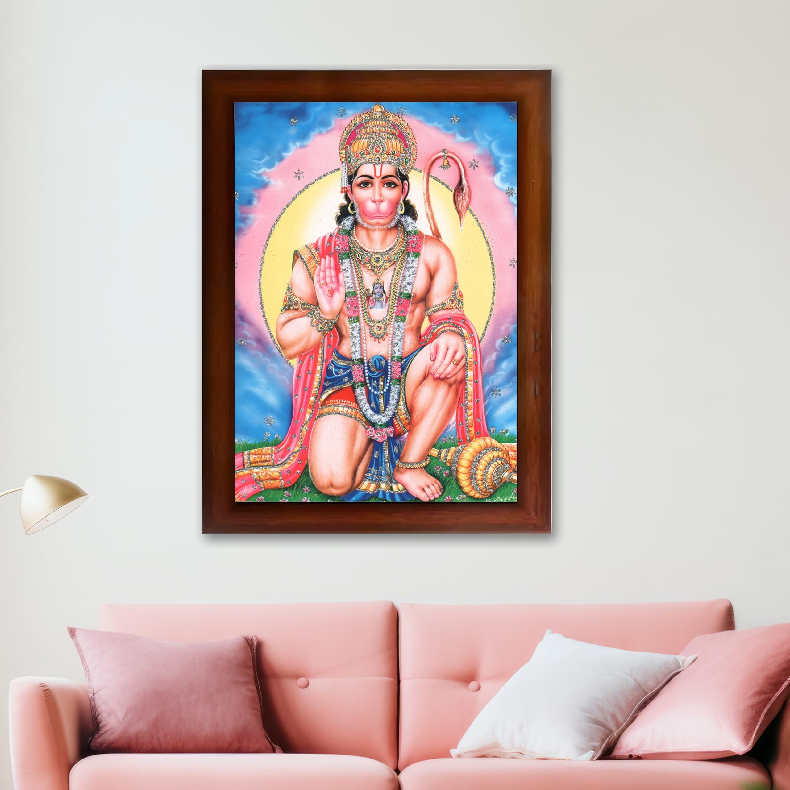 CRAFT QUEST Hanuman JI | Bajrangbali Religious Photo frame Decorative Item Synthetic frame