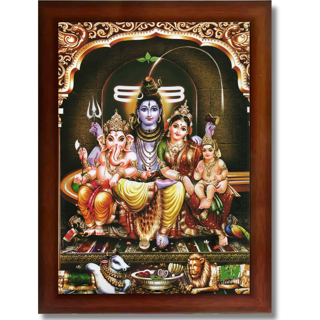 CRAFT QUEST Shiv Parivar Family Photo Frame | Bhole Nath parivar | | Hindu God Spiritual Framed | Ideal for Home, Office, Temple & Puja Room, Wall Decor