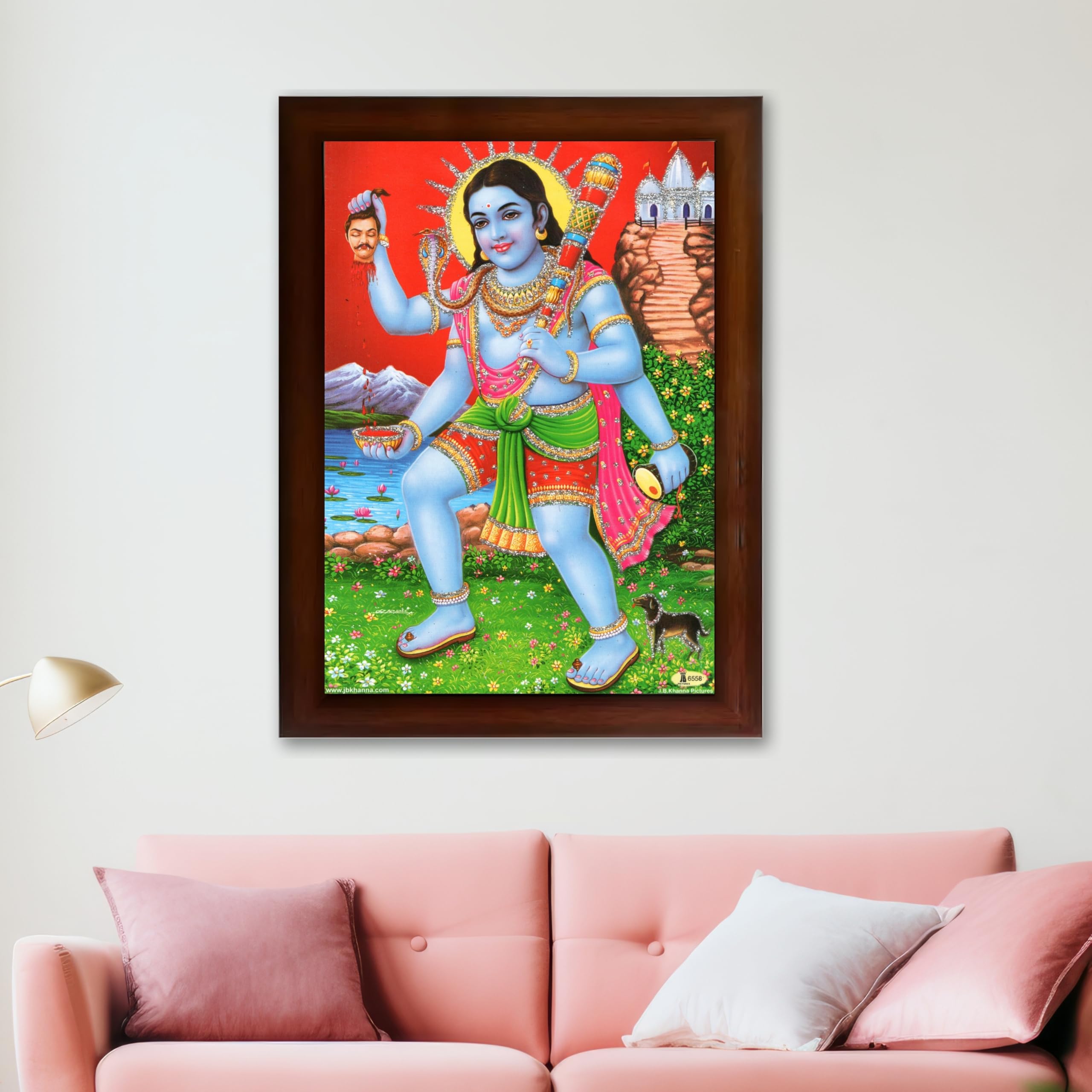 CRAFT QUEST Kaal Bhairav/Lord Bhairava/Bhairon Baba/Bhairavnath/Batuk Bhairav photo frame Religious Brown Photo Frame & Acrylic Sheet Glass