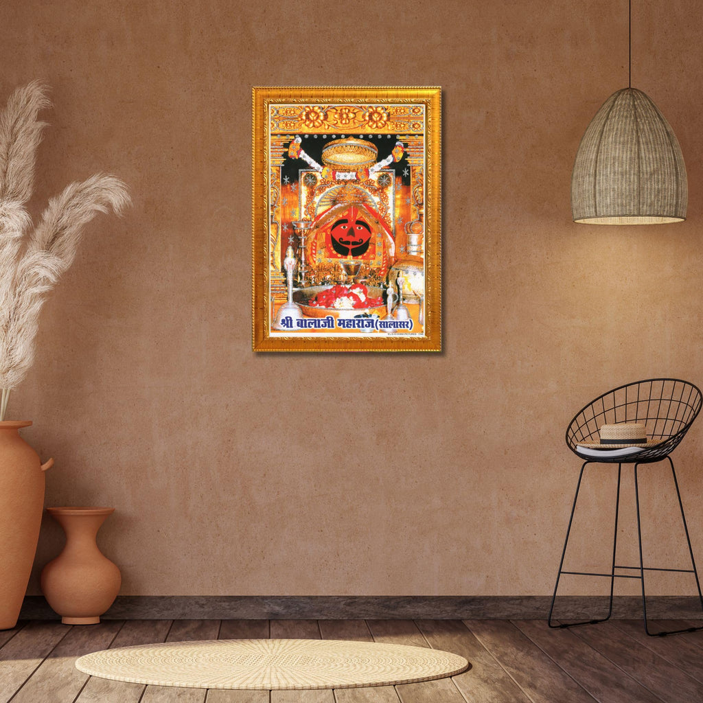 CRAFT QUEST Salasar balaji Hanuman | Bajrangbali Religious Photo with frame for Home Decorative Item Synthetic Wood