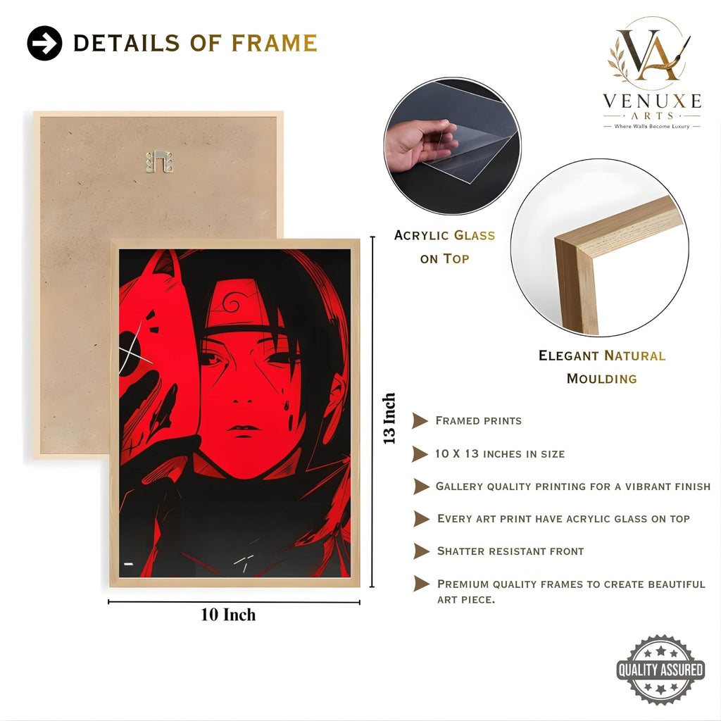 VENUXE ARTS Set Of 3 Anime Characters Wall Framed |Anime Characters Framed Poster for Living Room Bedroom Gaming Room Studio Wall Decor
