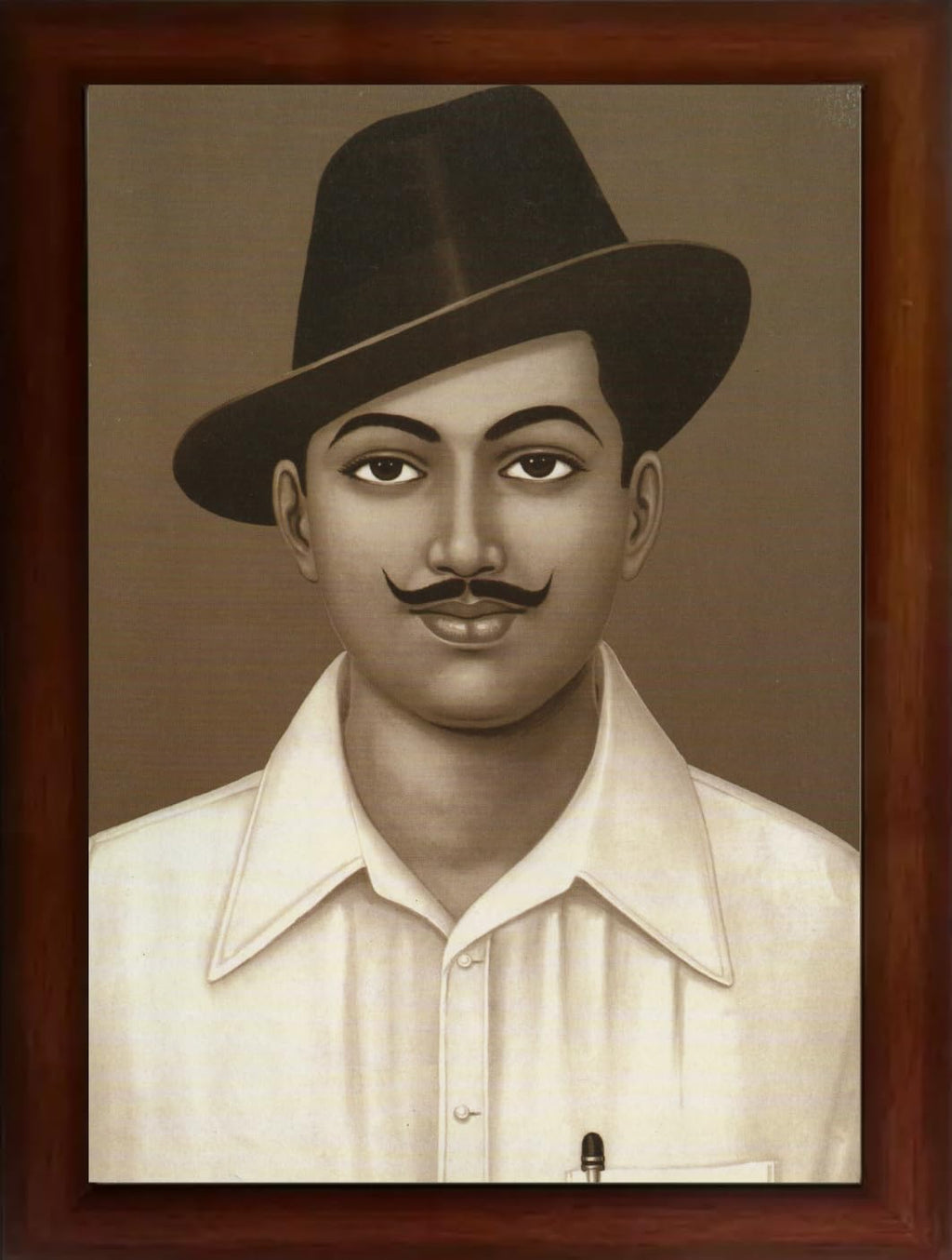 Craft Quest Bhagat Singh Poster Freedom Fighters Paintings For Office Room Wall, With Black Frame (14 X 10 Inches)