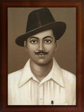 Craft Quest Bhagat Singh Poster Freedom Fighters Paintings For Office Room Wall, With Black Frame (14 X 10 Inches)