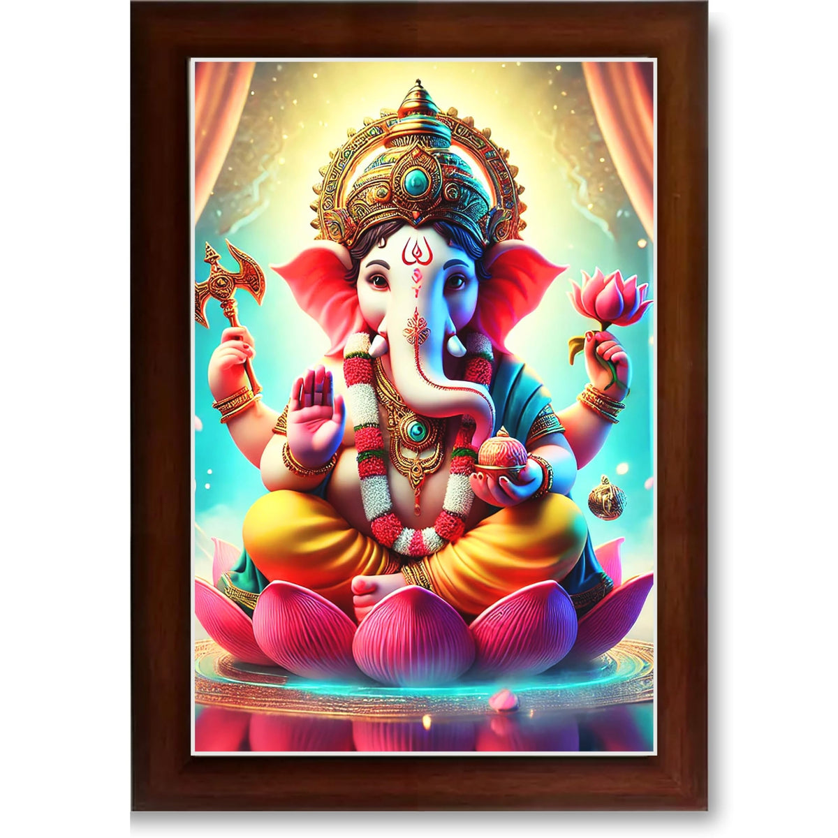 CRAFT QUEST Lord Ganesha Ji Laminated God Photo Frame Wall Decor Mandir Pooja Poster Religious Painting Home Office Gift GA-219