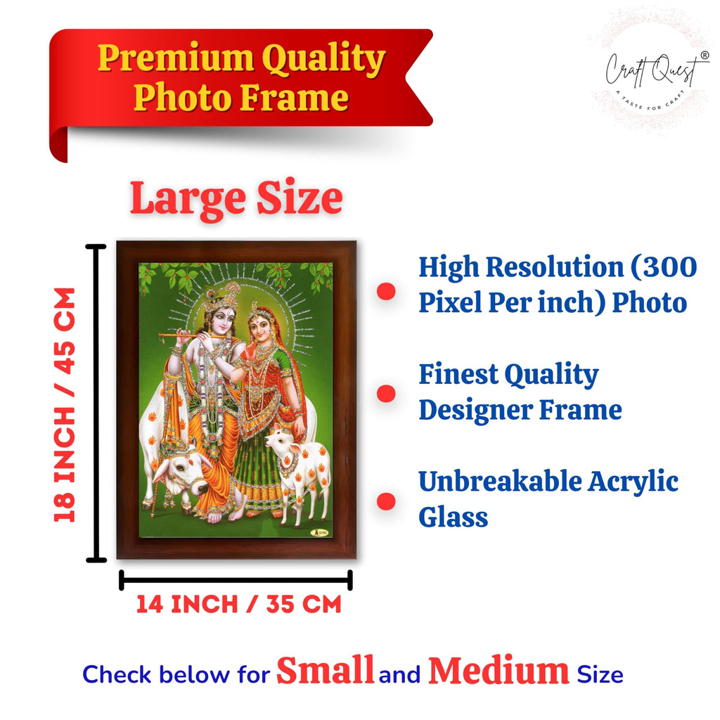 CRAFT QUEST Radha Krishna Flute Painting With Frame Wall Paintings for Living Room, Bedroom, Office Décor