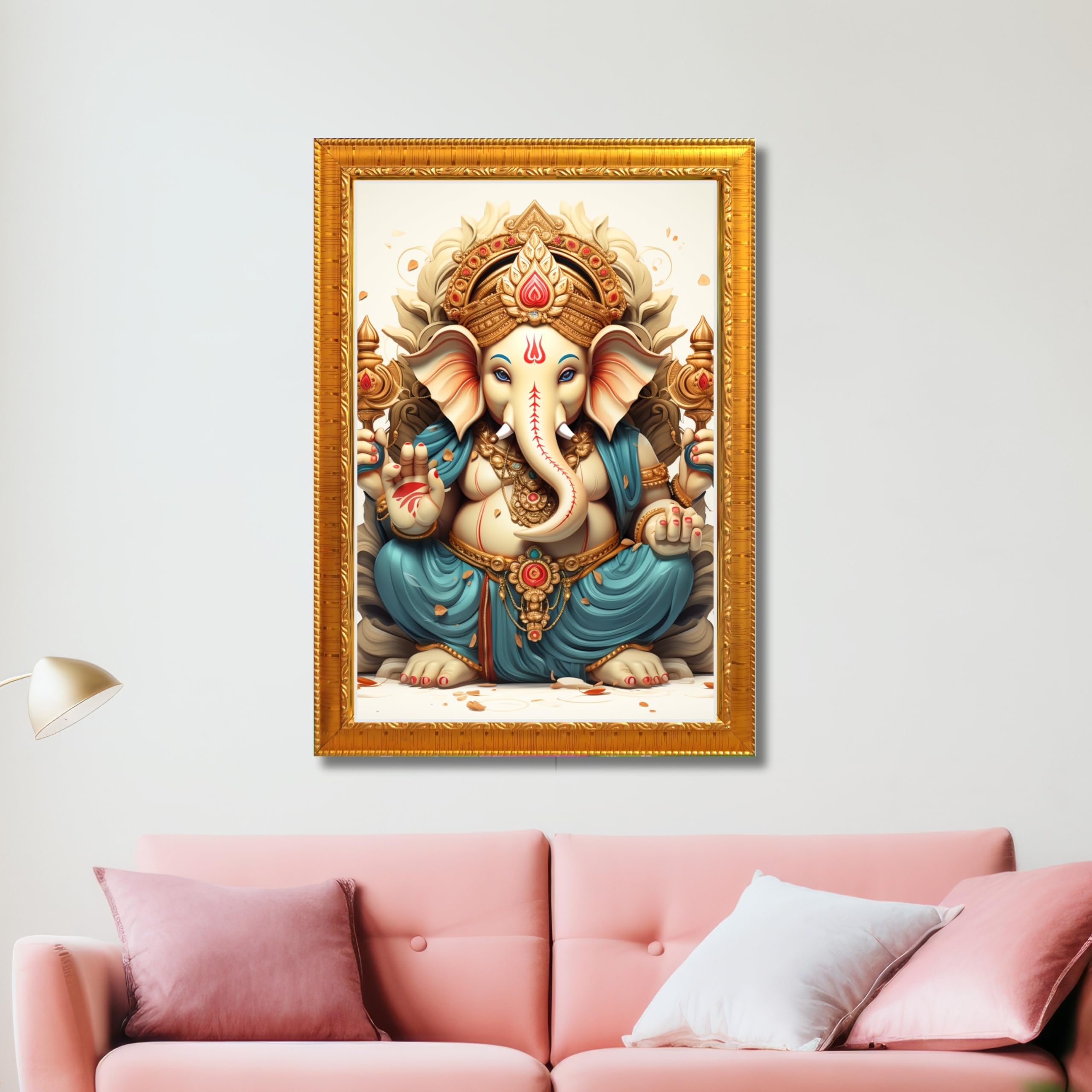 CRAFT QUEST Lord Ganesha Ganesh ji Art Framed Wall Painting With Frame For Home and,Office Décor Items