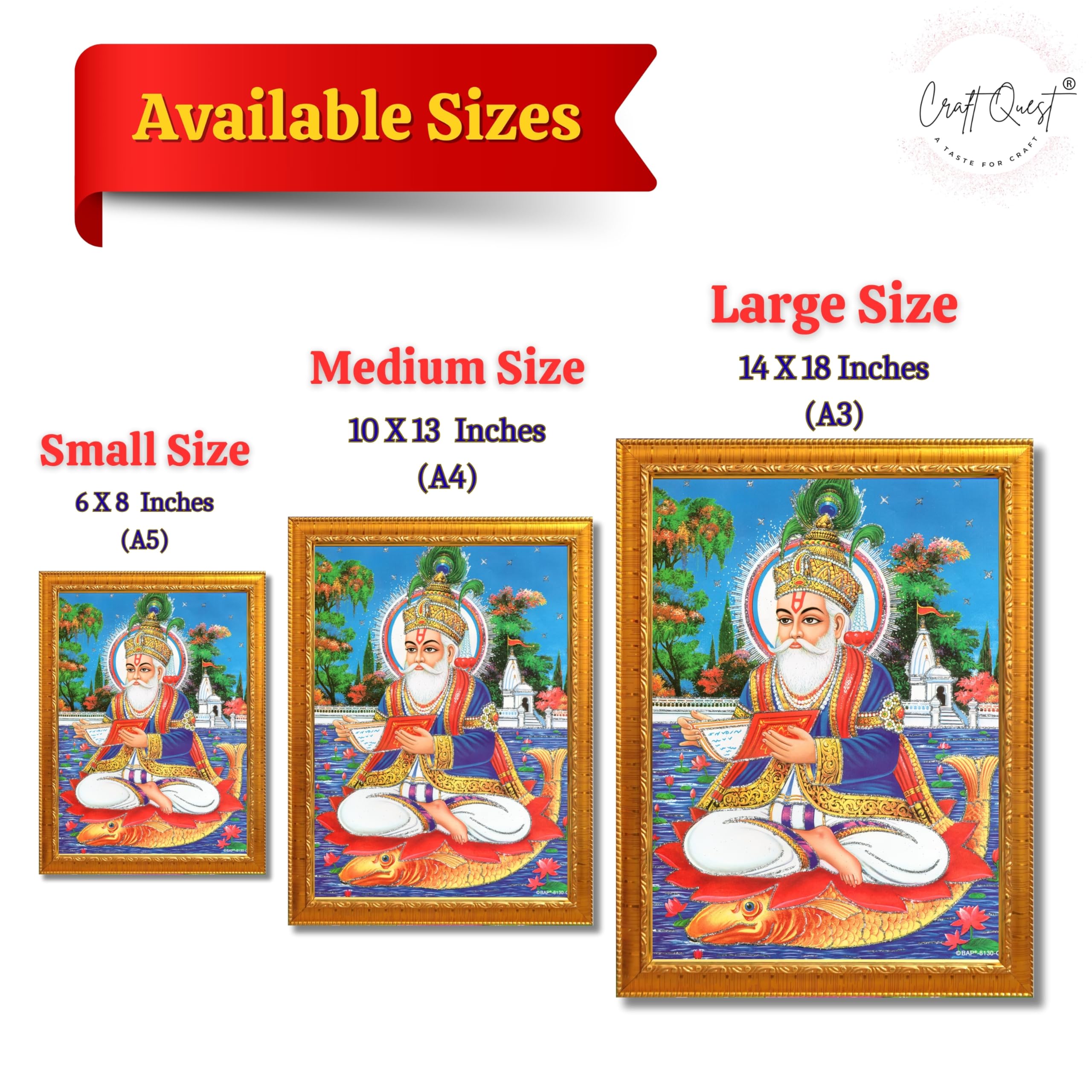 CRAFT QUEST Sindhi Lord Jhulelal/lal Sai Vishnu Avtar/Sindhi God Religious Golden Photo Frame For Mandir And Wall Decor | Best Gifting Option |