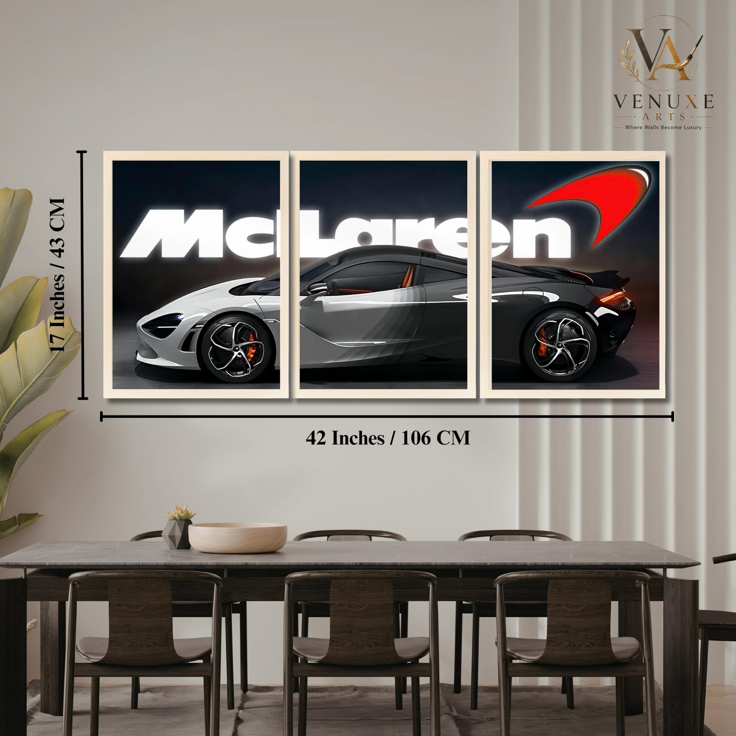 VENUXE ARTS Set Of 3 Big Sports Cars Framed Posters Gift Items for Boys Room Wall Decoration Bedroom Living Room Office Studio Décor | Car Poster Frame for Wall Décor