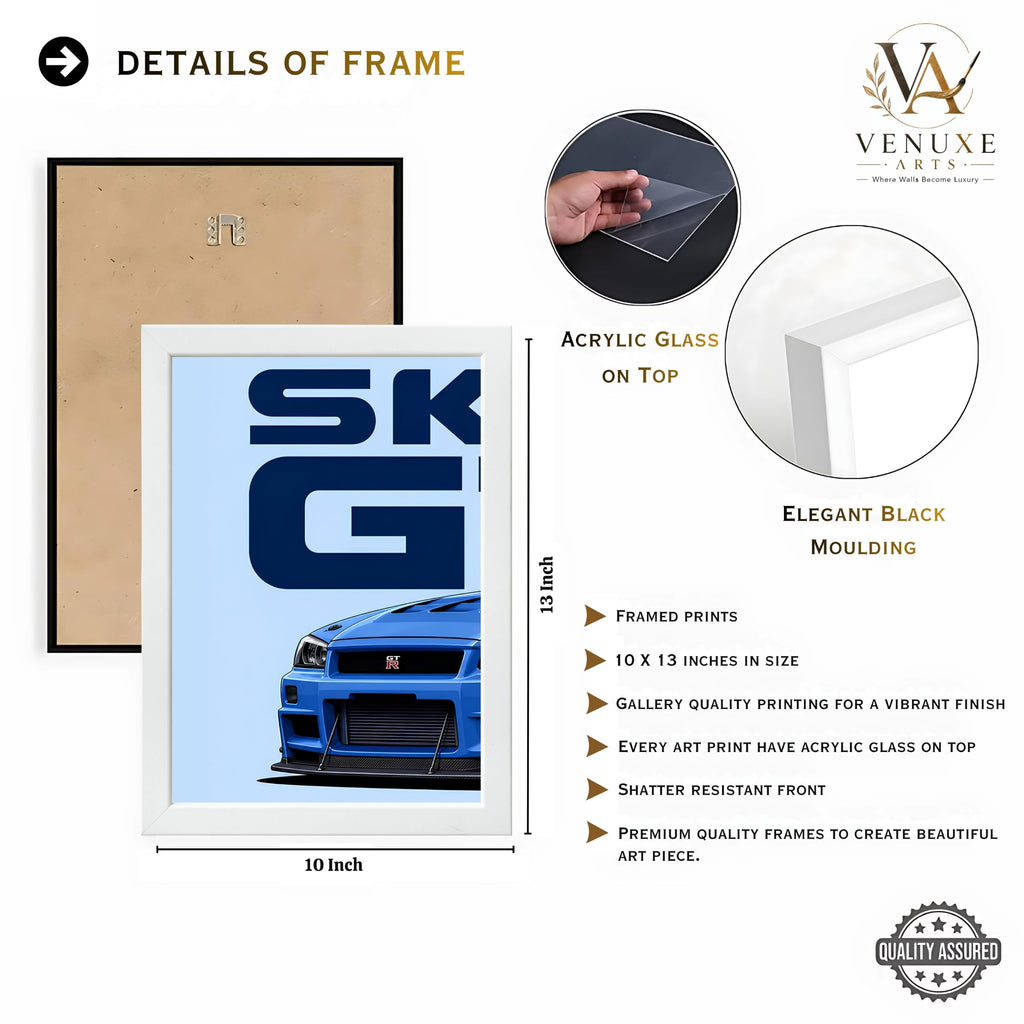 VENUXE ARTS Set Of 3 Big Sports Cars Framed Posters Gift Items for Boys Room Wall Decoration Bedroom Living Room Office Studio Décor | Car Poster Frame for Wall Décor