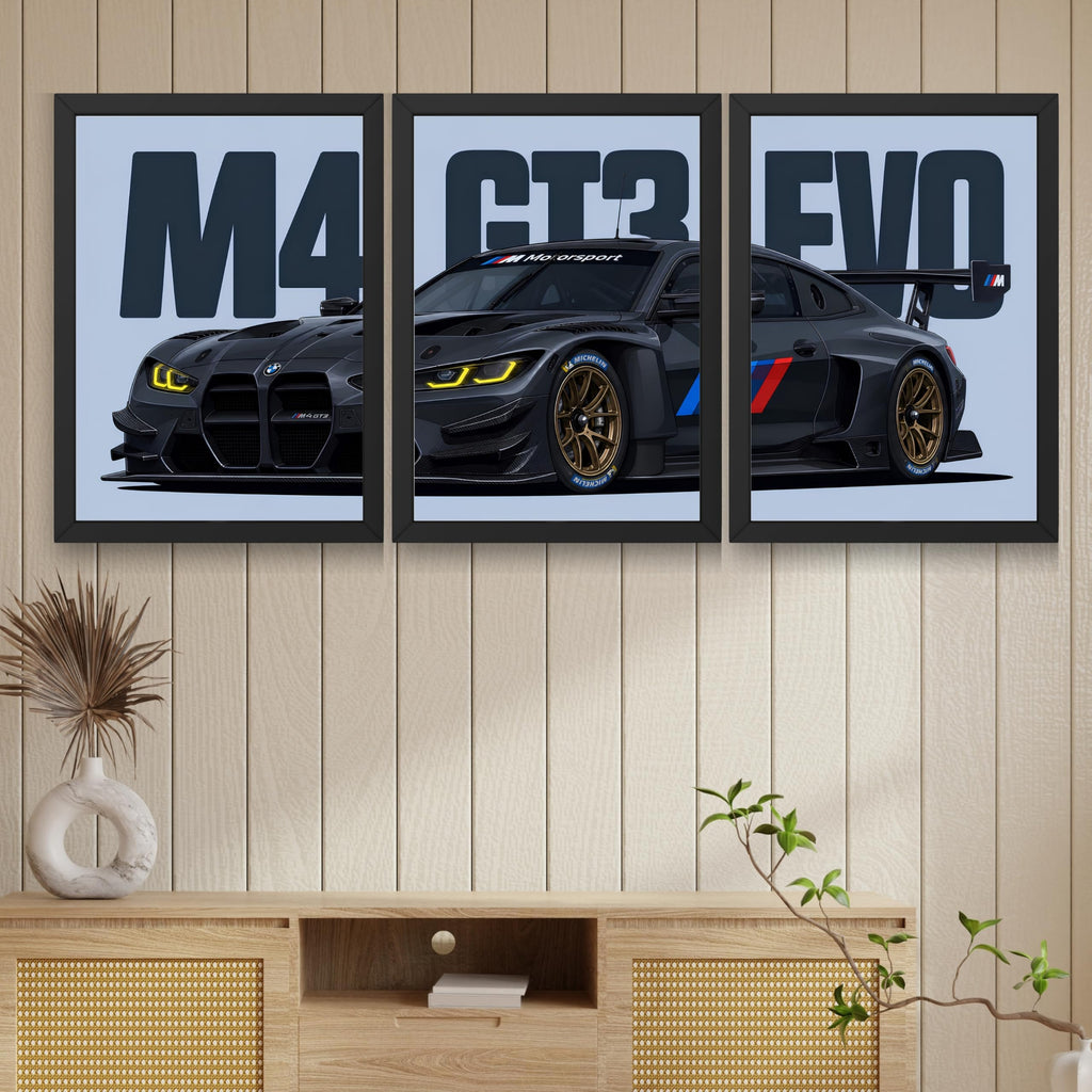 VENUXE ARTS Set Of 3 Big Sports Cars Framed Posters Gift Items for Boys Room Wall Decoration Bedroom Living Room Office Studio Décor | Car Poster Frame for Wall Décor