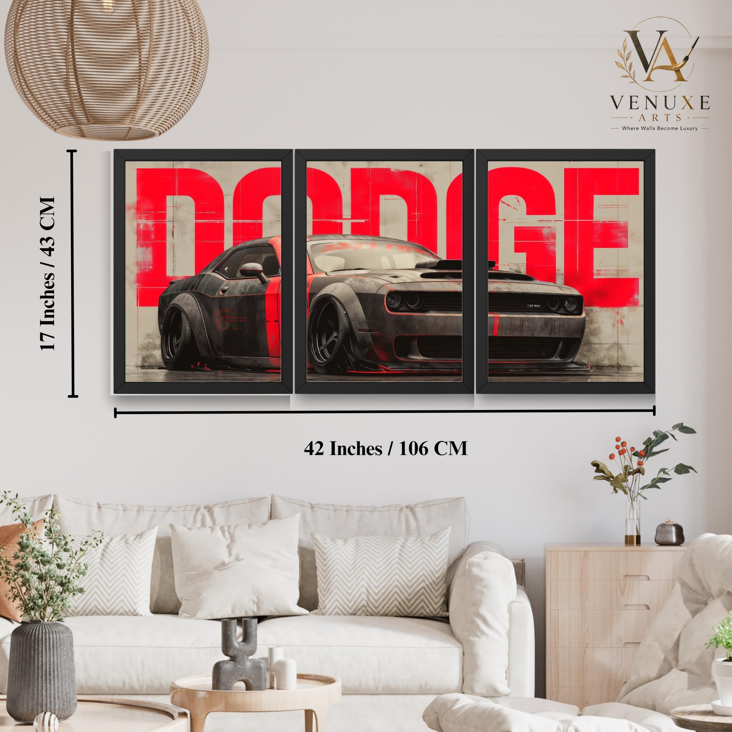 VENUXE ARTS Set Of 3 Big Sports Cars Framed Posters Gift Items for Boys Room Wall Decoration Bedroom Living Room Office Studio Décor | Car Poster Frame for Wall Décor