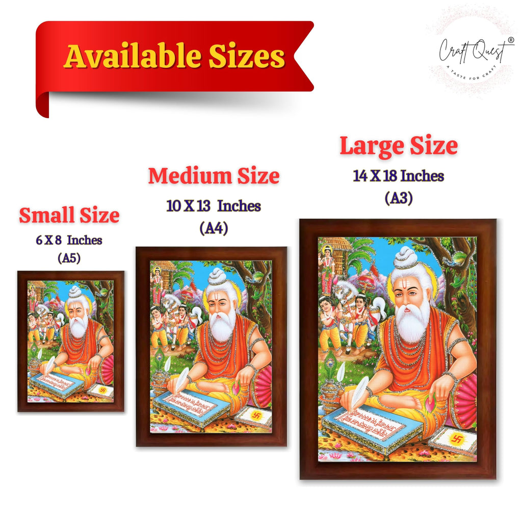 CRAFT QUEST Maharishi Valmiki Photo frame | Acrylic, Lightweight | Hindu God Spiritual Framed | Ideal for Home, Office, Temple & Puja Room, Wall Decor