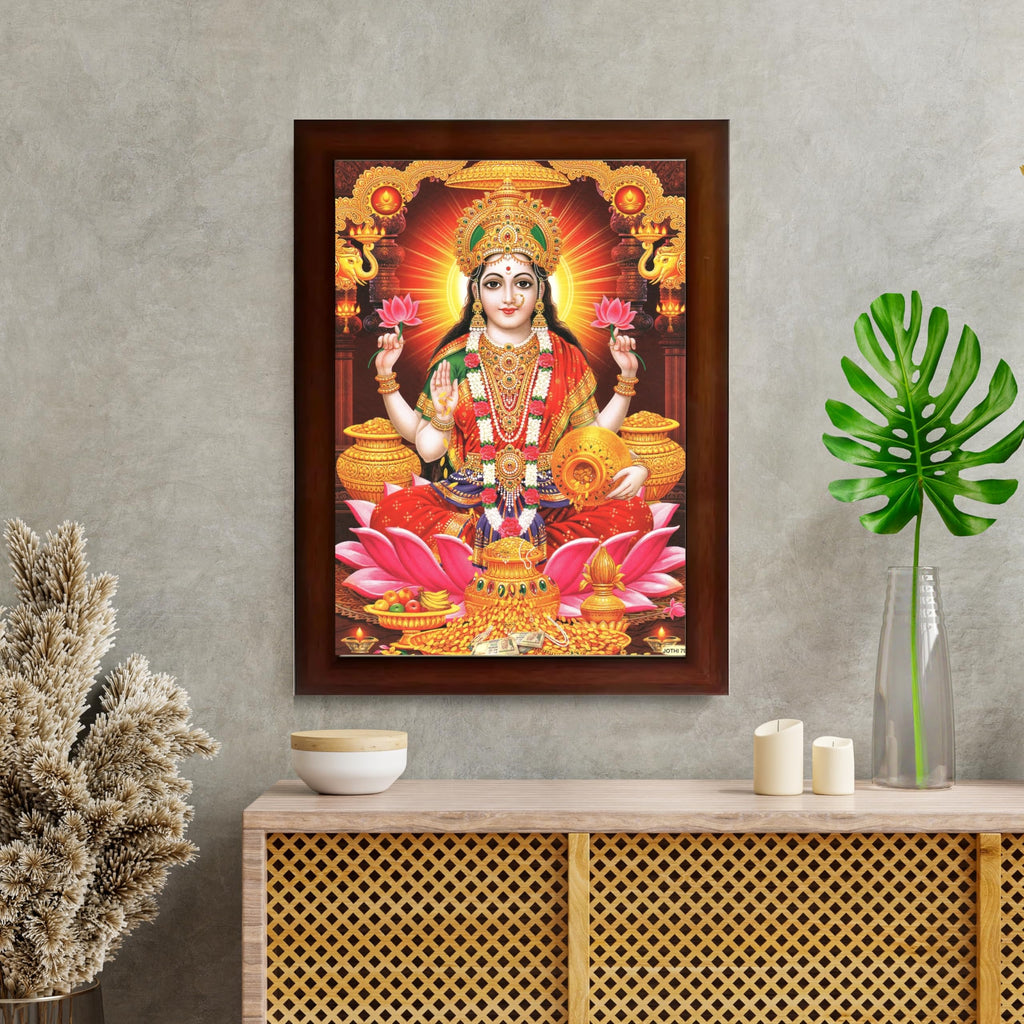CRAFT QUEST Goddess Lakshmi Devi Dhana Vaibhav Laxmi Maa Wall Painting Frame Home Decor