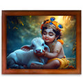 CRAFT QUEST Little Krishna Bal Gopal Wall Photo Frame | Hindu God Kanha Devotional Home Decor | Gift Item