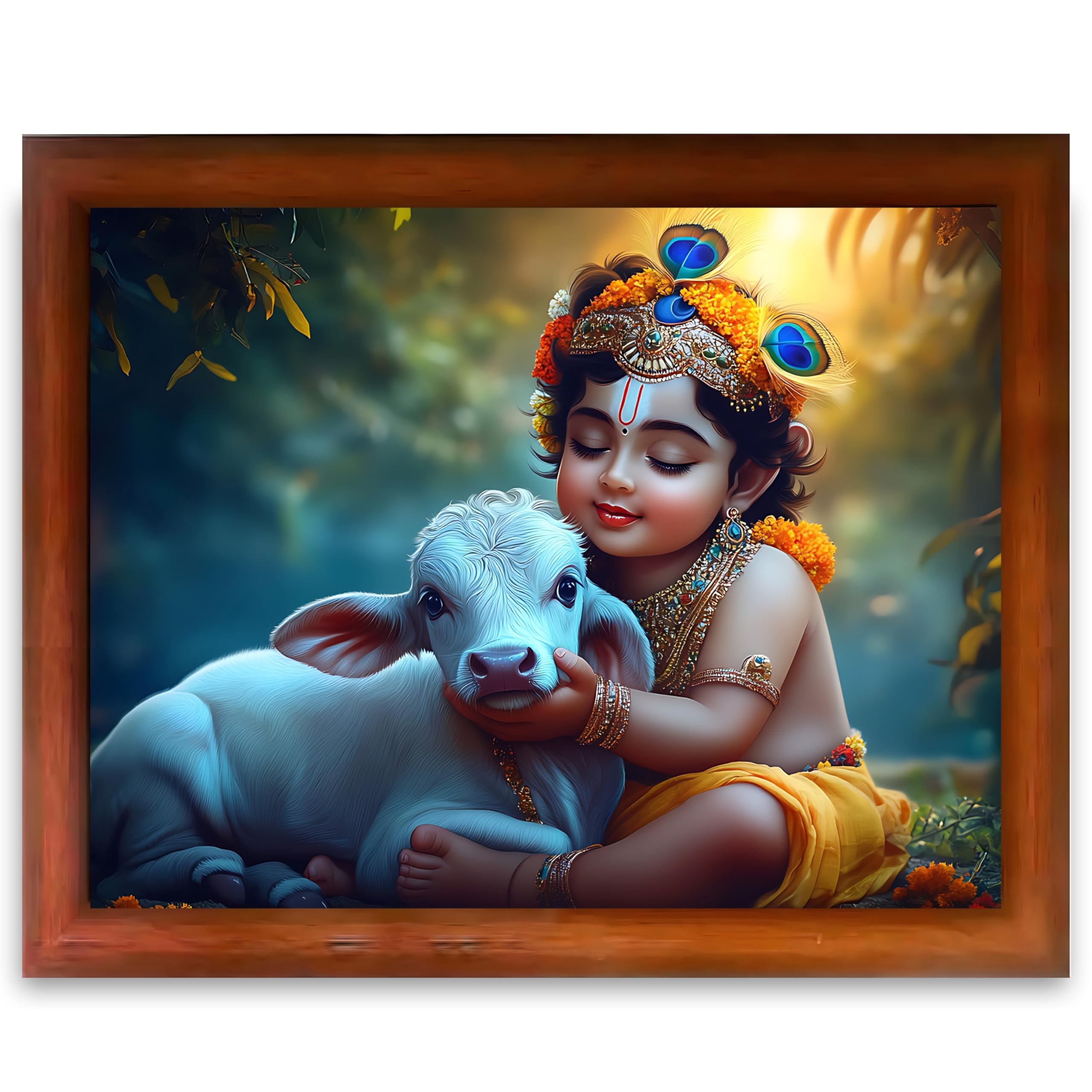 CRAFT QUEST Little Krishna Bal Gopal Wall Photo Frame | Hindu God Kanha Devotional Home Decor | Gift Item