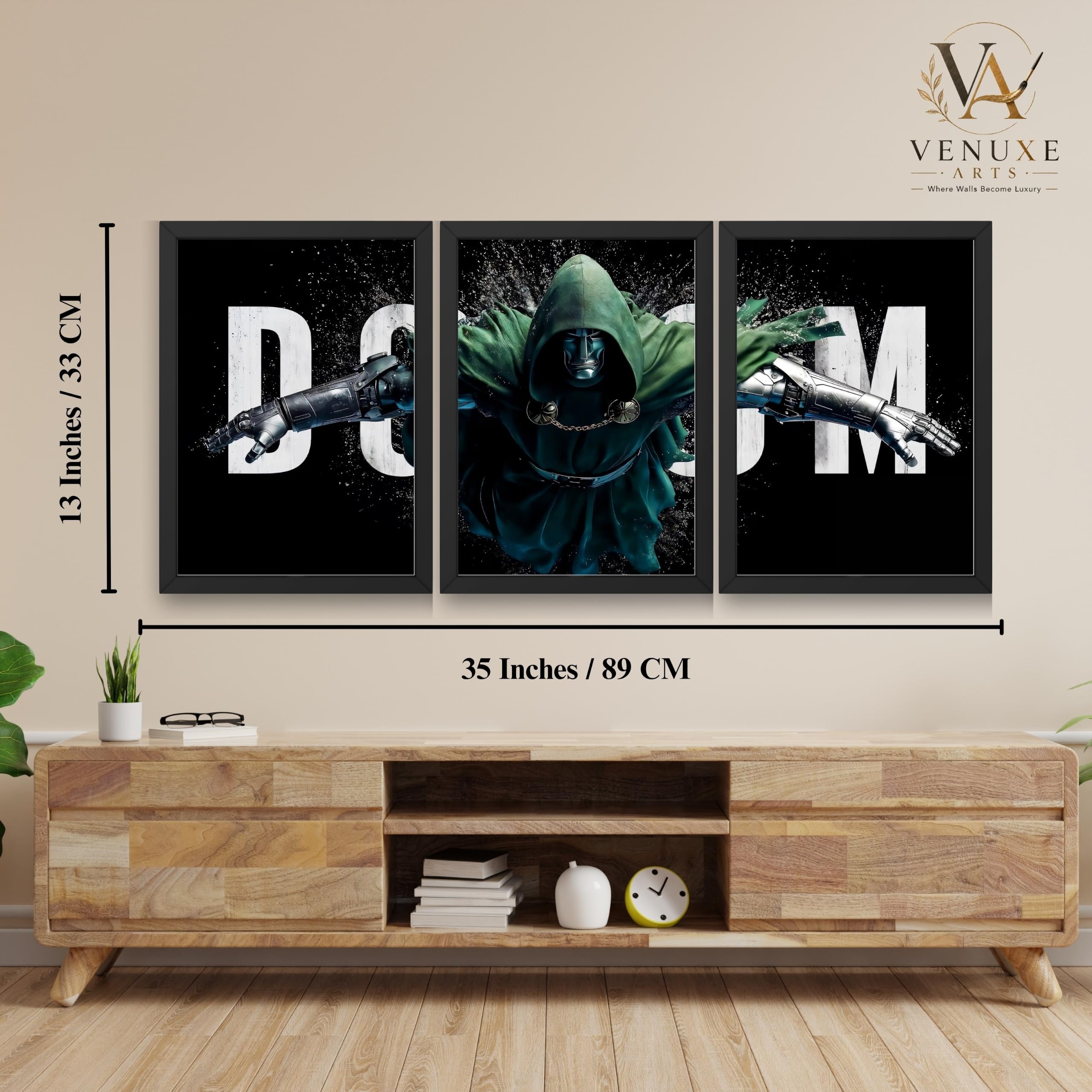 VENUXE ARTS Set Of 3 Anime Characters Wall Framed |Anime Characters Framed Poster for Living Room Bedroom Gaming Room Studio Wall Decor