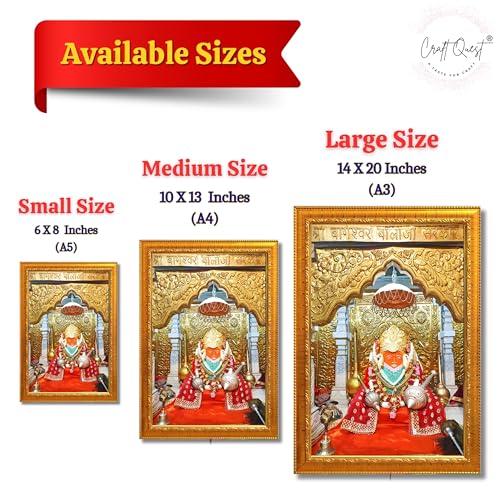 CRAFT QUEST Bageshwar Dham Balaji Photo Frame (10X13 inch, Big Size photo Religious Frame with Acrylic glass)