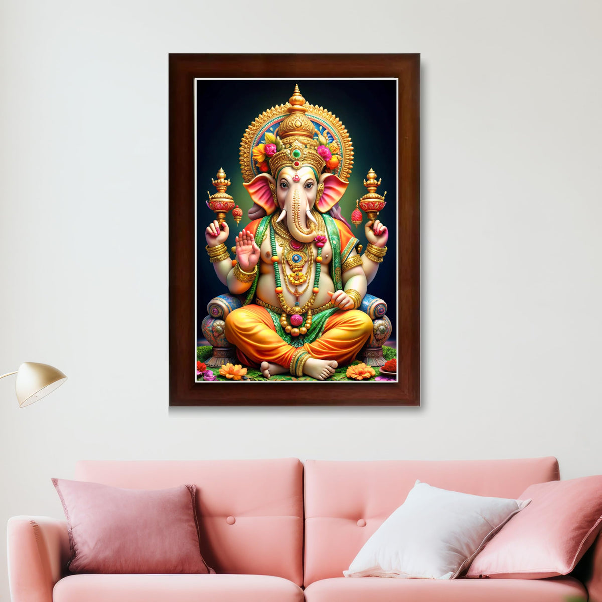 CRAFT QUEST God Ganesh Ganpati ji Ganesha Art Framed Painting Ready to Hang and Wall Decor
