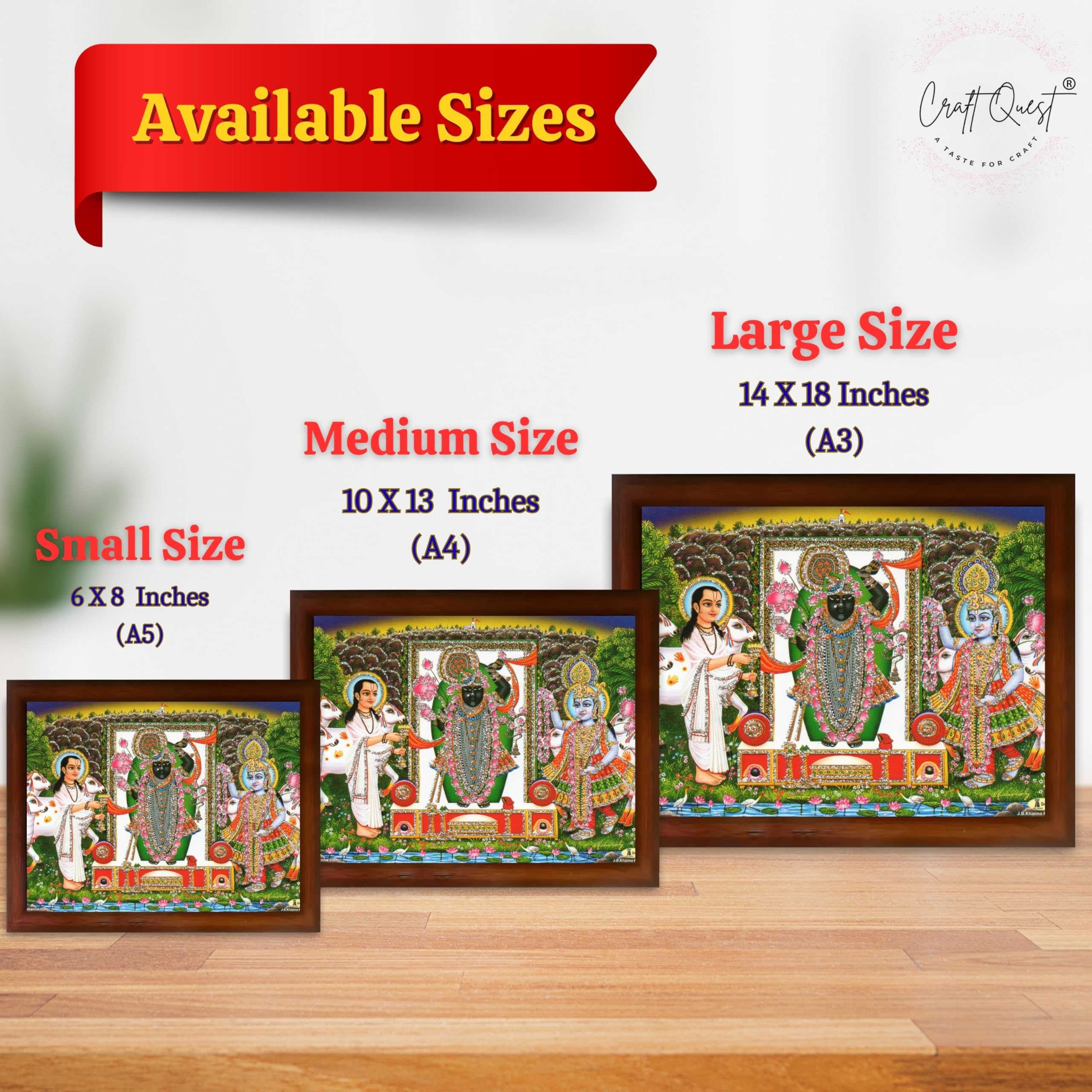CRAFT QUEST Shrinathji Photo with Frame Shreenathji Photo with Frame Religious Framed Painting Home Decorative Item Synthetic Wood frame