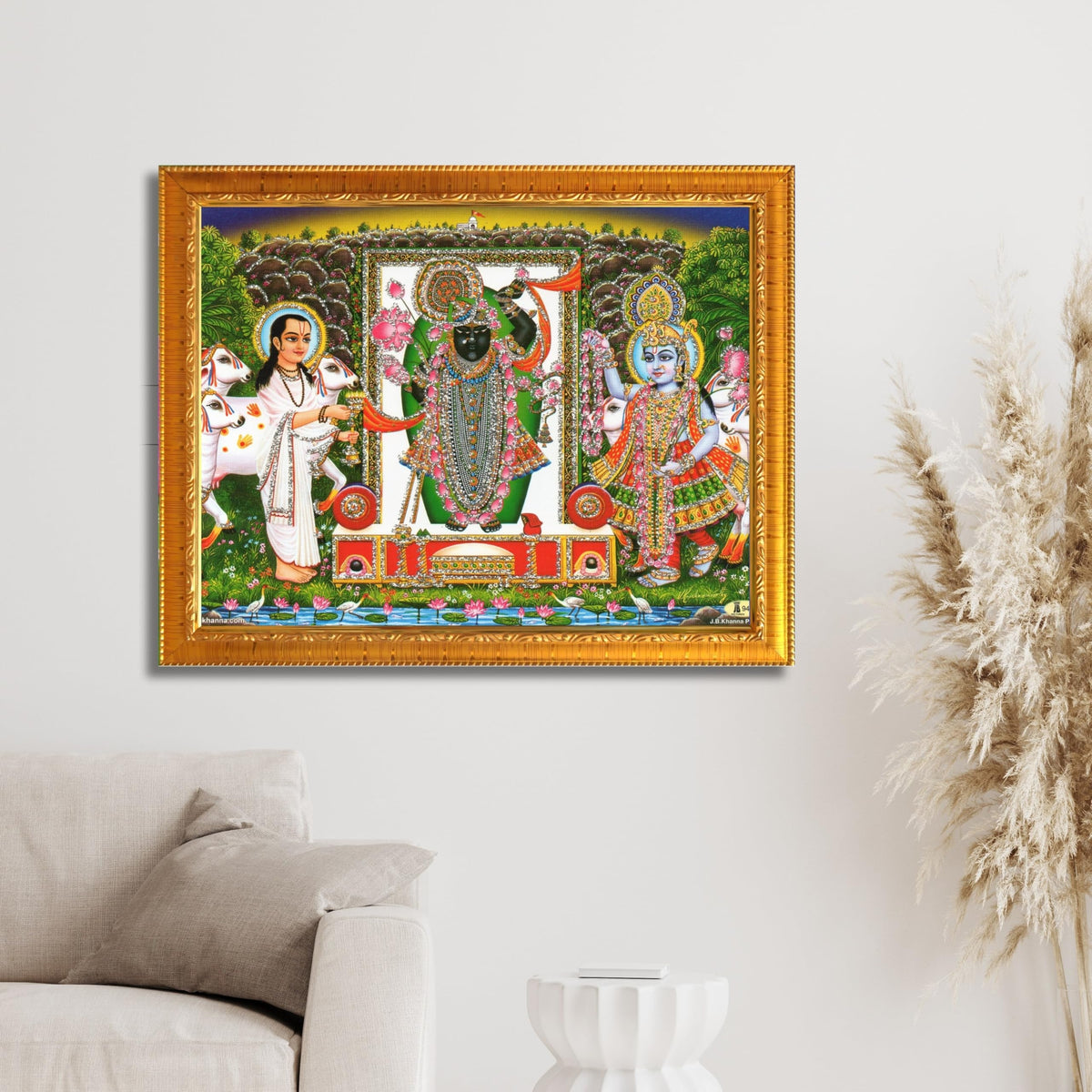 CRAFT QUEST Shrinathji Photo with Frame Shreenathji Photo with Frame Religious Framed Painting Home Decorative Item Synthetic Wood frame
