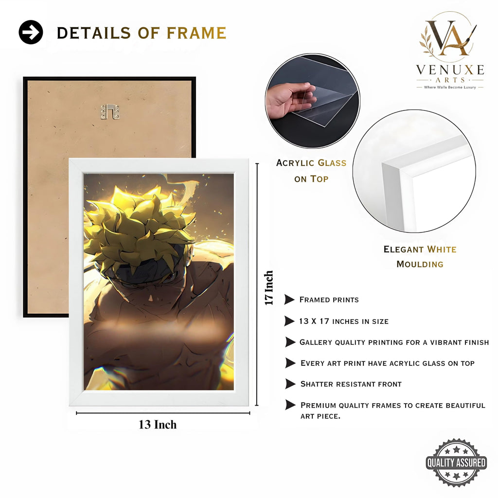 VENUXE ARTS Set Of 3 Anime Characters Wall Framed |Anime Characters Framed Poster for Living Room Bedroom Gaming Room Studio Wall Decor