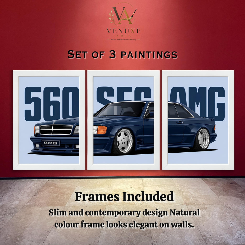 VENUXE ARTS Set Of 3 Big Sports Cars Framed Posters Gift Items for Boys Room Wall Decoration Bedroom Living Room Office Studio Décor | Car Poster Frame for Wall Décor