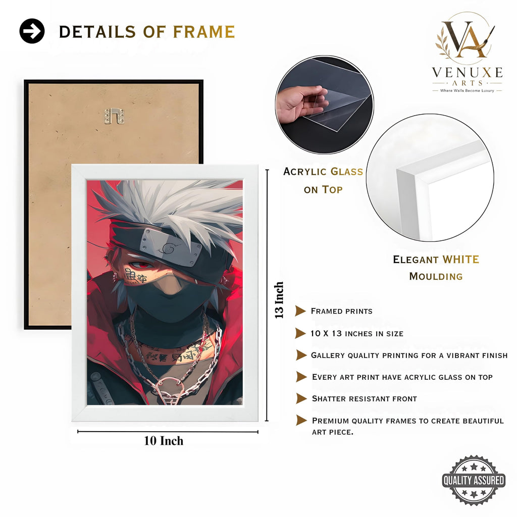 VENUXE ARTS Set Of 3 Anime Characters Wall Framed |Anime Characters Framed Poster for Living Room Bedroom Gaming Room Studio Wall Decor