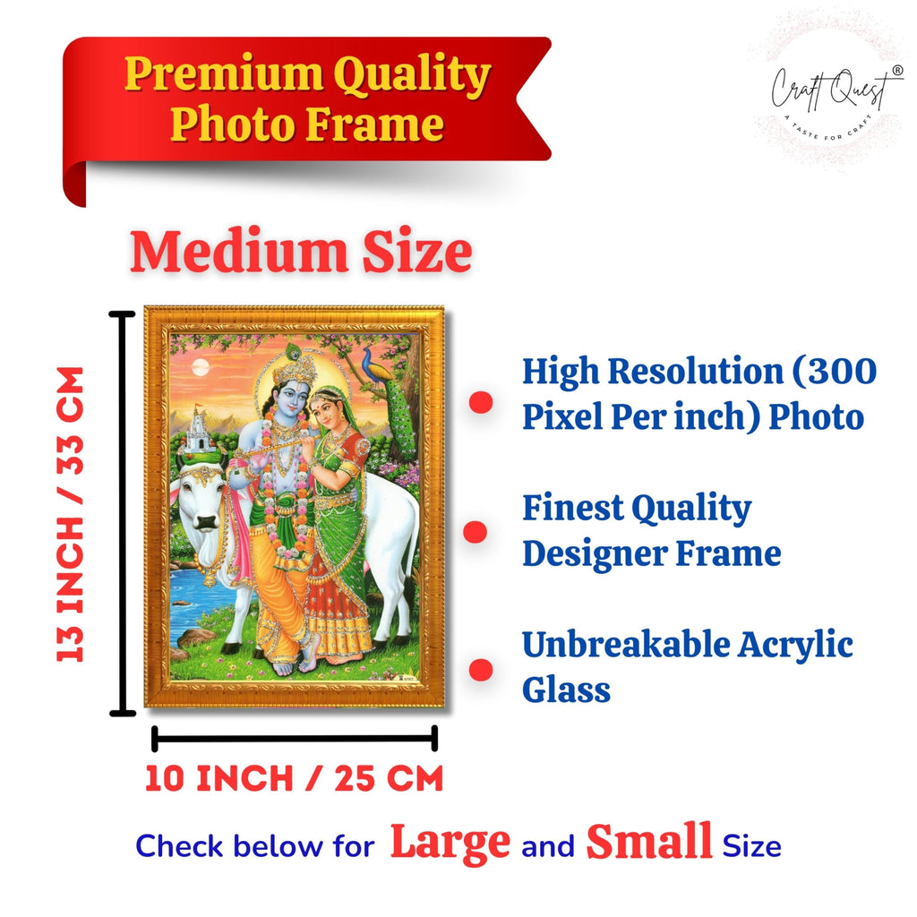 CRAFT QUEST Radha Krishna Photo Frame Radhe Radhakrishna Wall Painting Framed Home Décor
