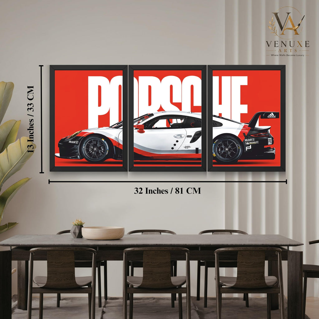 VENUXE ARTS Set Of 3 Big Sports Cars Framed Posters Gift Items for Boys Room Wall Decoration Bedroom Living Room Office Studio Décor | Car Poster Frame for Wall Décor