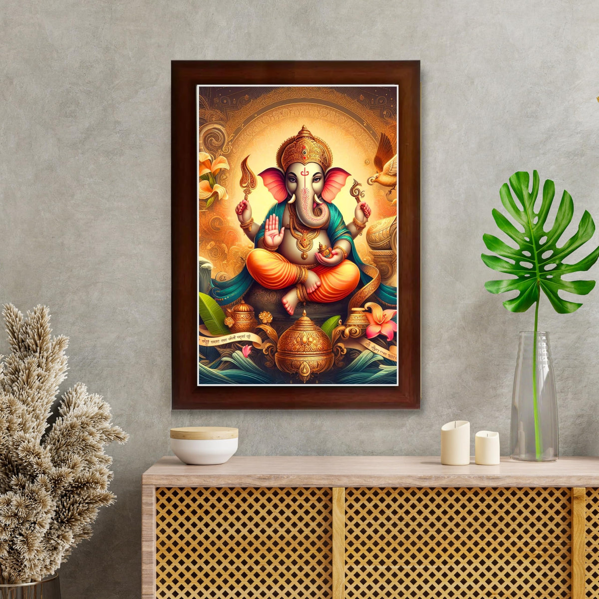 CRAFT QUEST Lord Ganesha Ganesh Ganpati Ganapathi Hanging Wall Painting Framed Home Decor