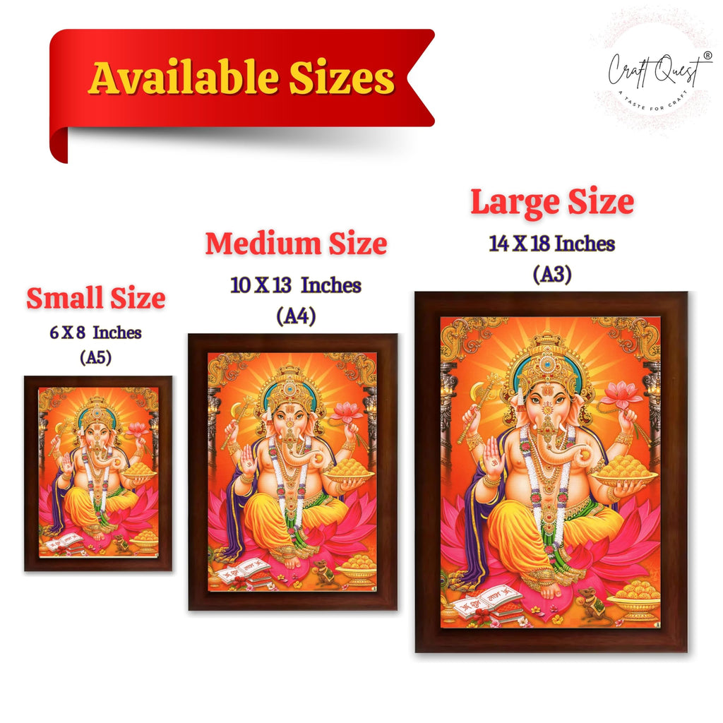 CRAFT QUEST Lord Ganpati Modern Wall Art Painting With Frame, Home and Office Decor Item