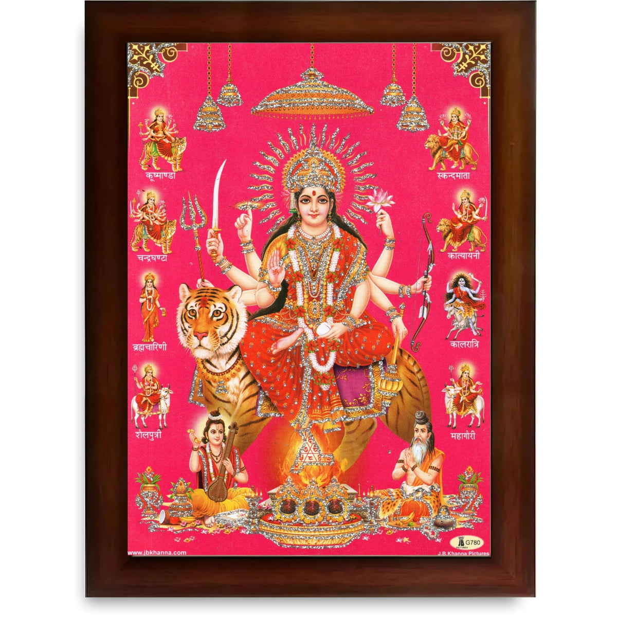 CRAFT QUEST Durga Maa Mata Goddess Nav Navadurga Navdurga Wall Painting Framed Home Décor
