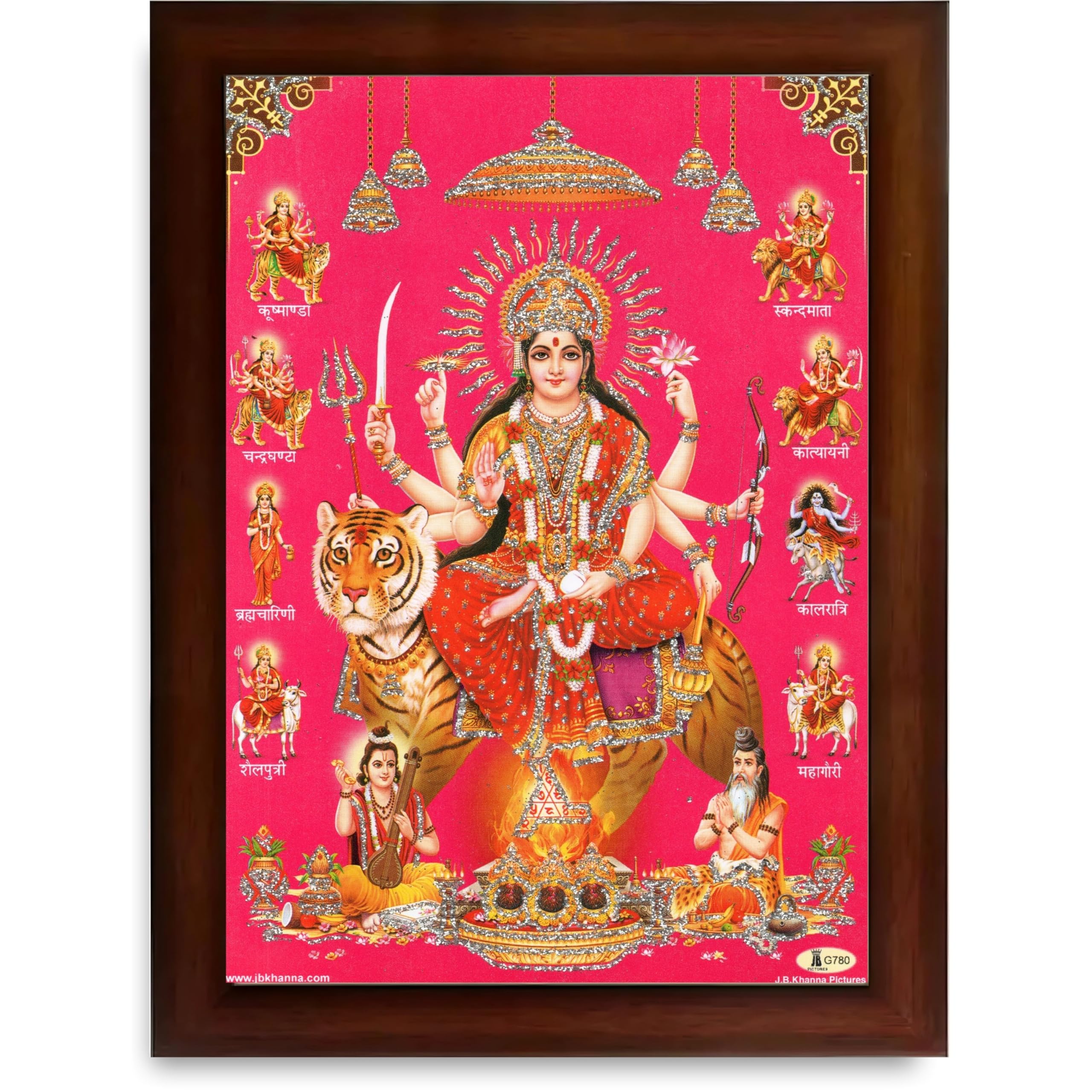 CRAFT QUEST Durga Maa Mata Goddess Nav Navadurga Navdurga Wall Painting Framed Home Décor