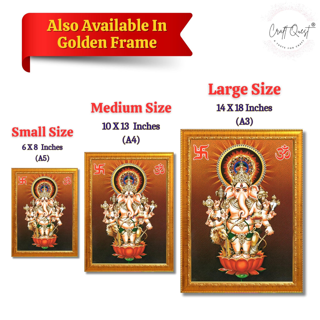 CRAFT QUEST Drishti Ganapati ji for Entrance Vastu Ganesha Wall Painting Framed Home Decor | Religious God Picture Frame for Home, Office, Temple & Gifting