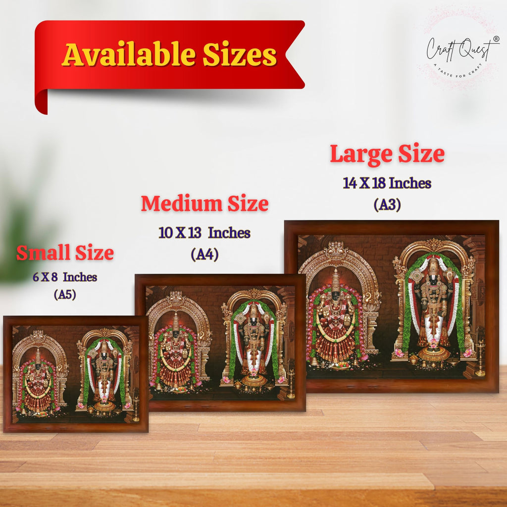 CRAFT QUEST Tirupati Balaji Padmavati Venkateshwara Swamy Wall Photo Frame | South God Frame for Home, Office, Temple & Gifting