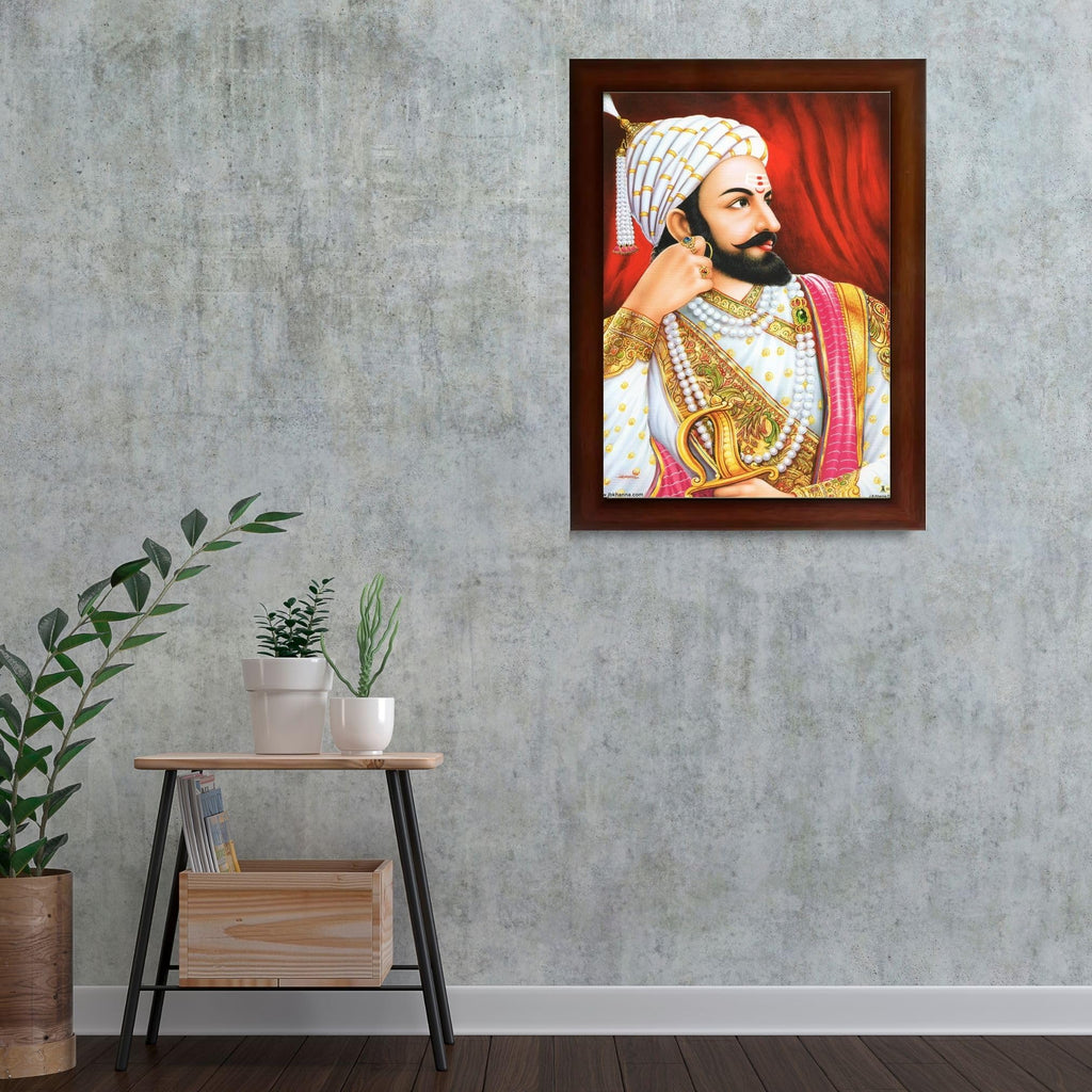 CRAFT QUEST Chhatrapati Shivaji Maharaj photo frame Home Decorative items with synthetic frame (Style 2)