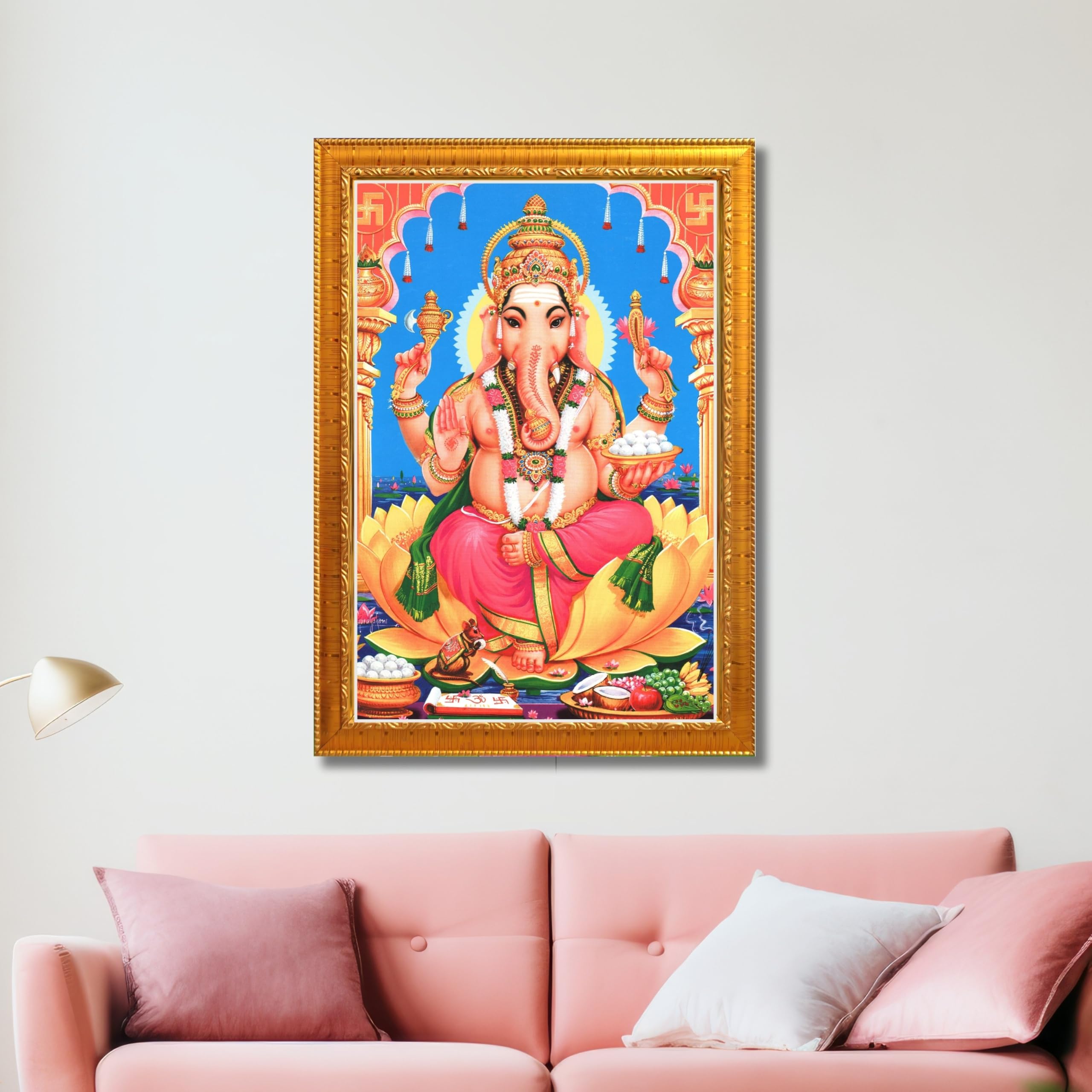 CRAFT QUEST Lord Ganpati Ganesha Wall Hanging Frame for Living Room, Bedroom, Office & Pooja Room Décor GA-212