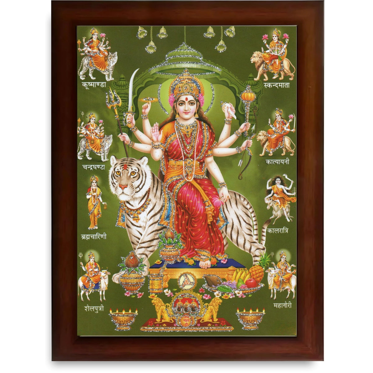 CRAFT QUEST Durga Maa Nav Navadurga Navdurga Wall Painting Framed Home Decor Items