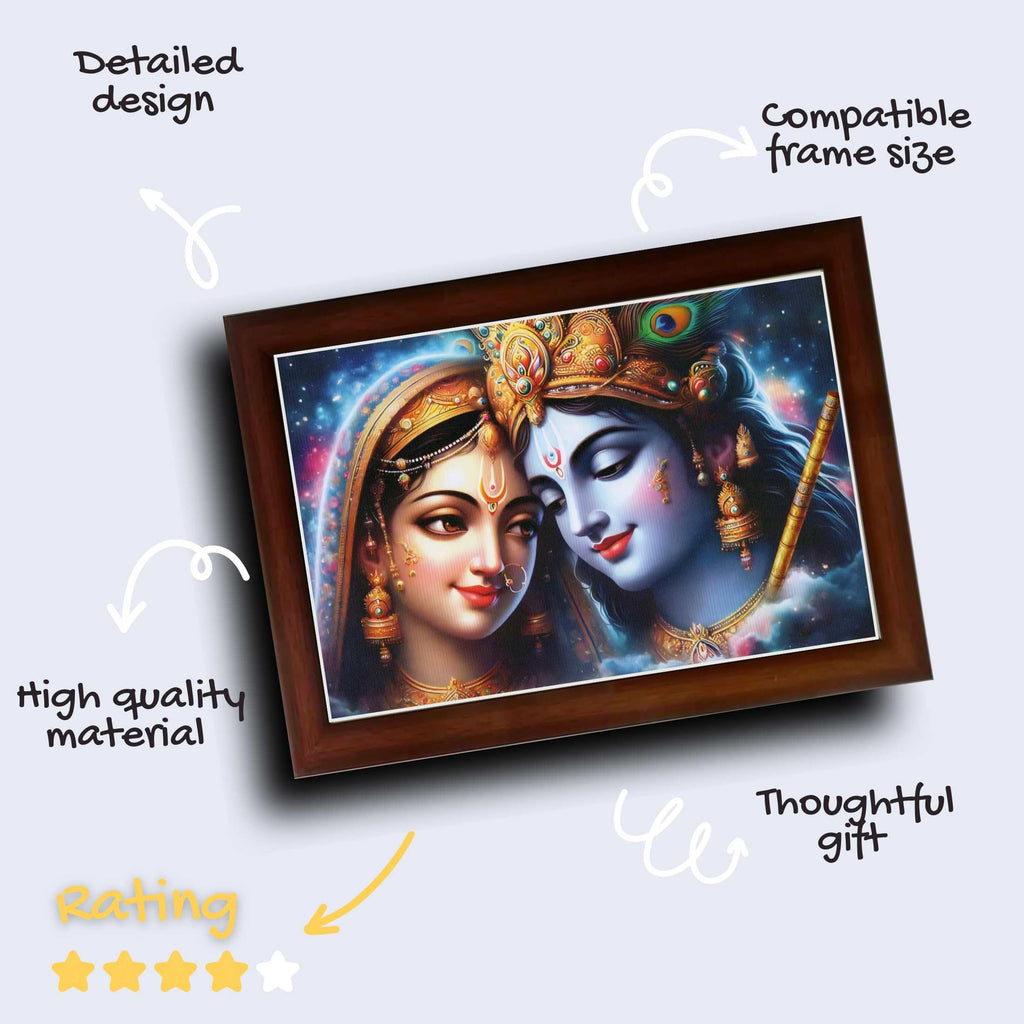 CRAFT QUEST Radha Krishna Art Photo Framed Painting for Home and Bedroom Wall Decoration of Size 14X10 Inches with Frame And Acrylic Glass RK208