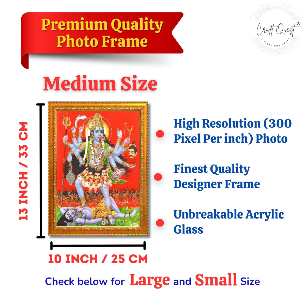 CRAFT QUEST Maha Kali Mata Ji Mahakali Shiv Shiva Wall Painting Framed Home Decor