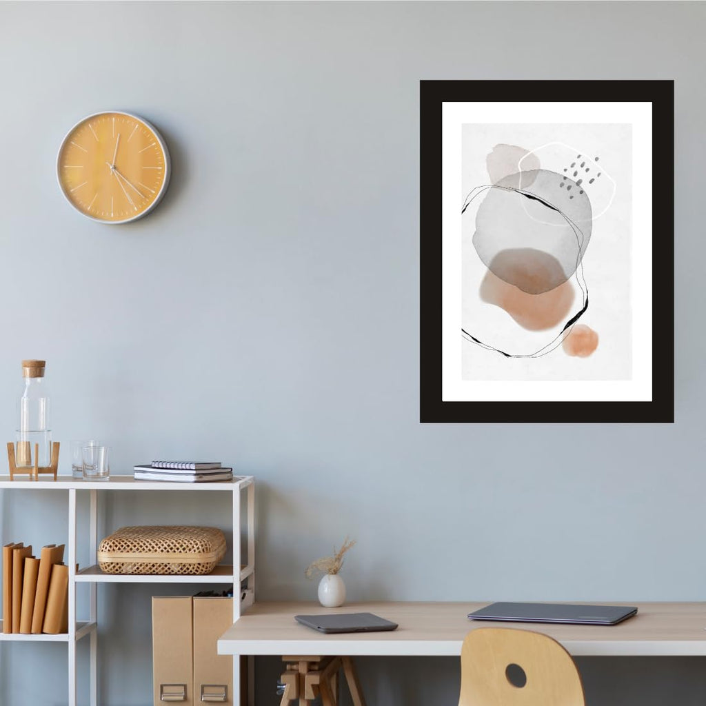 CRAFT QUEST Abstract Geometric Modern Art Poster Frame for Home & Office Wall Decoration - Portrait, Wall Display (Black, 10 X 14 Inch Frame with Art Print)